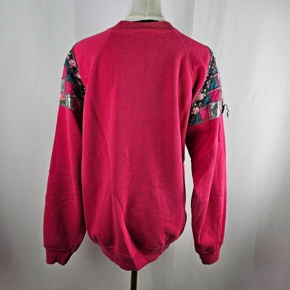 Vintage 80's 90's Jane Ekberg Patchwork Sweatshirt Pink Abstract Patch Boho - Picture 4 of 9